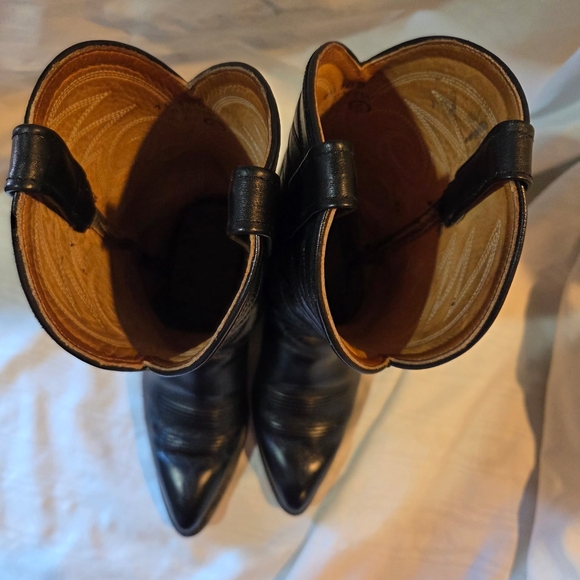 Vintage ACME Black Western Leather Boots Size 9.5 EW - Picture 6 of 8
